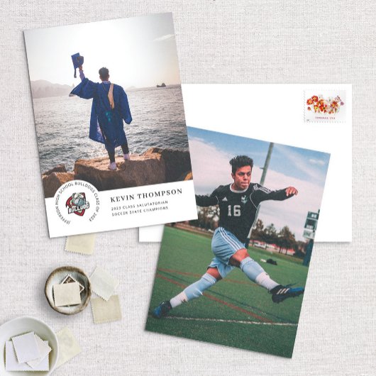 Faire-part Logo de l'école et diplôme photo