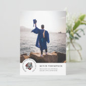 Faire-part Logo de l'école et diplôme photo (Debout devant)