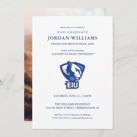 Faire-part Logo Eastern Illinois University Panthers (Devant / Derrière)