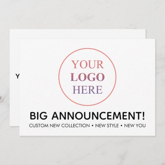 Faire-part Logo Professionnel Personnalisé - Pas De Commande  (Devant / Derrière)