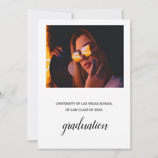 Faire-part Loi photo simple p fête de remise des diplômes uni (Dos)