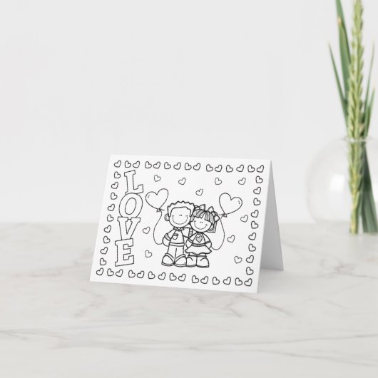 Faire-part LOVE Cute Kidz Valentine's Day Coloring Card (Devant)
