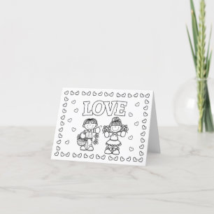 Faire-part LOVE Cute Kidz Valentine's Day Coloring Card