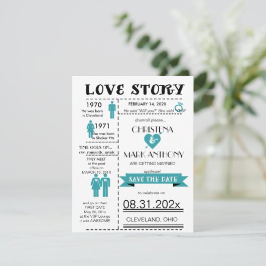 Faire-part Love Story Enregistrer La Date Annonce (RobinsEgg2 (Debout devant)