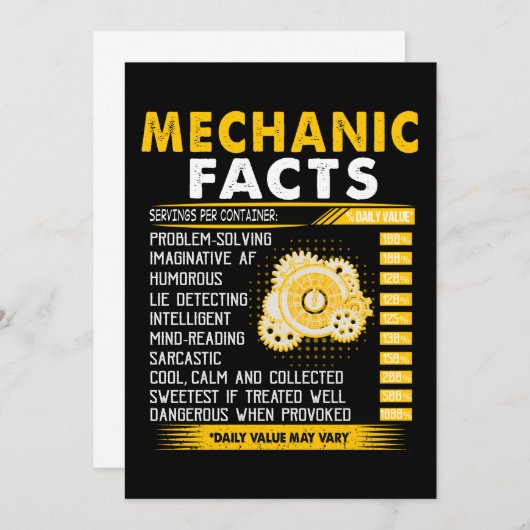 Faire-part Lovers mécaniques | Mechanic Facts (Devant / Derrière)