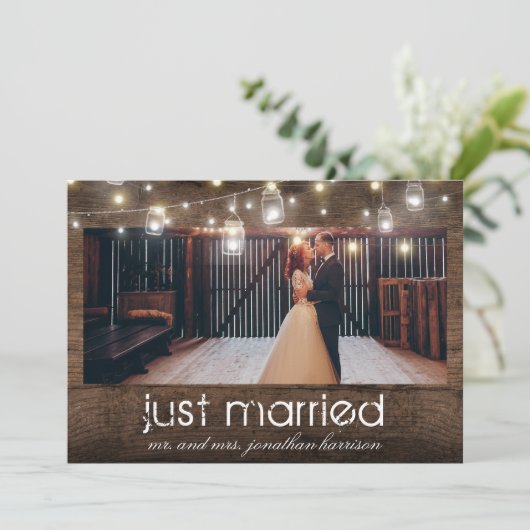 Faire-part Lumières en pots Mason Photo Réception de mariage (Debout devant)