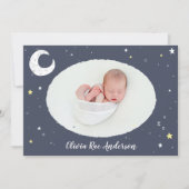 Faire-part Lune, étoile et nuage mignon photo naissance (Devant)