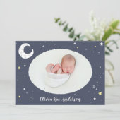 Faire-part Lune, étoile et nuage mignon photo naissance (Debout devant)