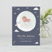 Faire-part Lune, étoile et nuage mignon photo naissance (Debout devant)
