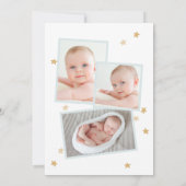 Faire-part Lune Étoiles Nuages Arche Photo Bébé Bleu Naissanc (Dos)