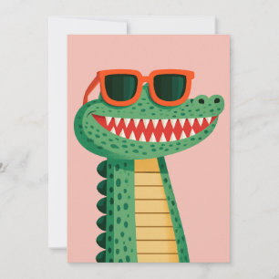 Faire-part Lunettes de soleil de crocodile drôle Mignon anima