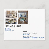 Faire-part Luxe énuméré de bleu de carte postale (Dos)