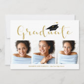 Faire-part Lycée 3e année Photo Gold Parties scintillant Call (Devant)