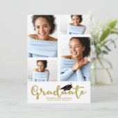 Faire-part Lycée 4 Photo Gold Parties scintillant Grad Faire- (Debout devant)