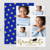 Faire-part Lycée 4 Photo Gold Parties scintillant Grad Faire- (Devant / Derrière)