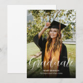 Faire-part Lycée Élégante Diplômée Photo (Devant / Derrière)
