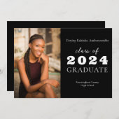 Faire-part Lycée Moderne Minimaliste Classique Diplômé (Devant / Derrière)