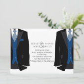 Faire-part M. et M. Suit et Cravate bleue Mariage gay (Debout devant)