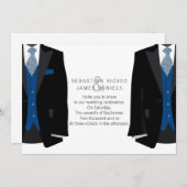Faire-part M. et M. Suit et Cravate bleue Mariage gay (Devant / Derrière)