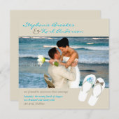 Faire-part M. et Mme Flip Flops Mariage sur la Plage Annonce (Devant / Derrière)