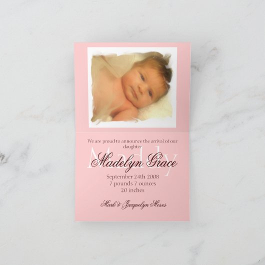 Faire-part Maddy, exemple. (Intérieur)