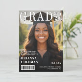 Faire-part Magazine Cover Photo Graduation (Debout devant)