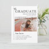 Faire-part Magazine de diplôme Fun Facts Blanc (Debout devant)