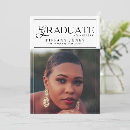 Faire-part Magazine d'études supérieures moderne - Diplôme ph (Debout devant)