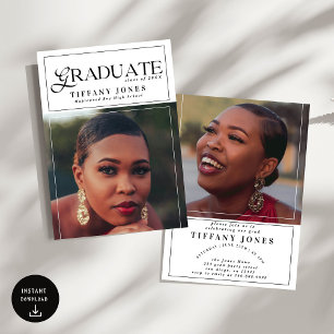 Faire-part Magazine d'études supérieures moderne Photo Gradua