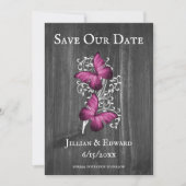 Faire-part Magenta Rustic Butterfly Enregistrer La Date (Devant)