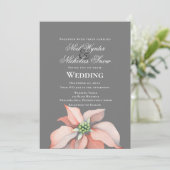 Faire-part Magie de Noël/ Fleur de Poinsettia/ Mariage Gris (Debout devant)