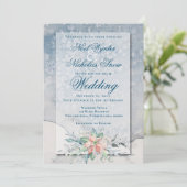 Faire-part Magie de Noël/Pointsettia aquarelle de mariage (Debout devant)