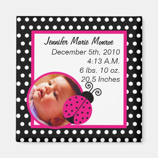 Faire-part Magnet Black Spring Time Lady Bug (Devant)