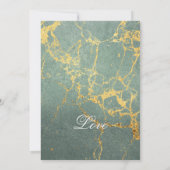 Faire-part Magnifique mariage avec marbrure sarcelle et or (Dos)