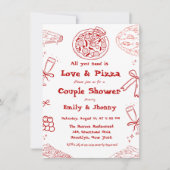 Faire-part Main Drawn is love & Pizza Fête des mariées (Devant)