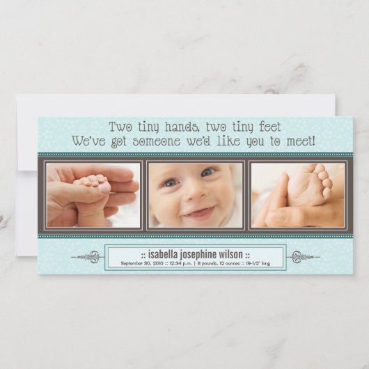Faire-part Mains minuscules, Pieds minuscules (bleu) (Devant)