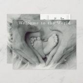 Faire-part Mains parentes et pieds bébé Bienvenue dans le mon (Devant / Derrière)