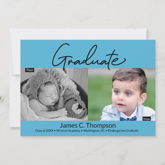 Faire-part Maintenant et puis bleu jardin d'enfants garçon Gr (Devant)