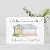 Faire-part Maison Aquarelle Moderne Mignonne Nouvelle Adresse (Debout devant)
