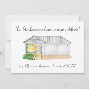 Faire-part Maison Aquarelle Moderne Mignonne Nouvelle Adresse