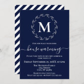 Faire-part Maison de Monogramme de la Marine Bleue Blanche (Devant / Derrière)