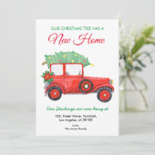 Faire-part Maison de vacances de Noël Camion rouge mobile (Debout devant)