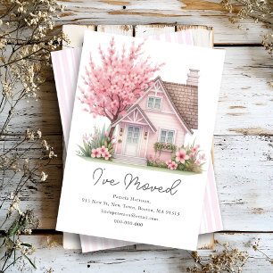 Faire-part Maison en fleurs roses   Nouvelle adresse domicile
