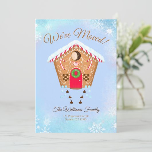 Faire-part Maison en pain d'épices avec baisers au chocolat e (Debout devant)