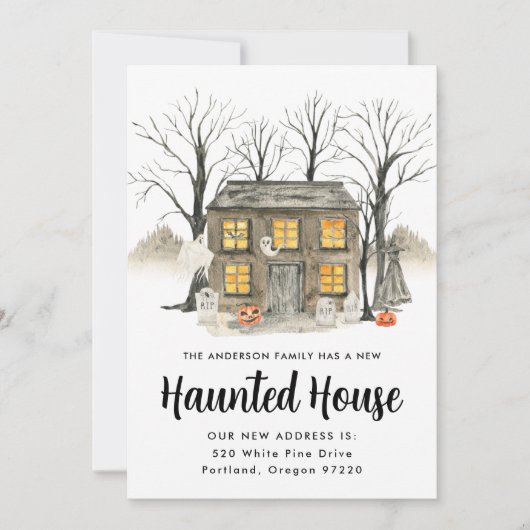 Faire-part Maison Hantée éffrayante Halloween Déménagement Fa (Devant)