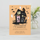 Faire-part Maison hantée Halloween Fête du réchauffement de l (Debout devant)