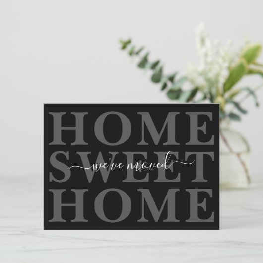 Faire-part Maison noire et grise Maison douce Nous avons démé (Debout devant)