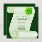 Faire-part Maison ouverte de fin d'études (Vert) (Devant / Derrière)