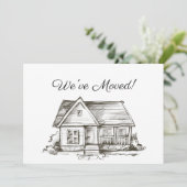 Faire-part Maison Simplement Esquissée Nouvelle Adresse (Debout devant)