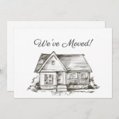 Faire-part Maison Simplement Esquissée Nouvelle Adresse (Devant / Derrière)